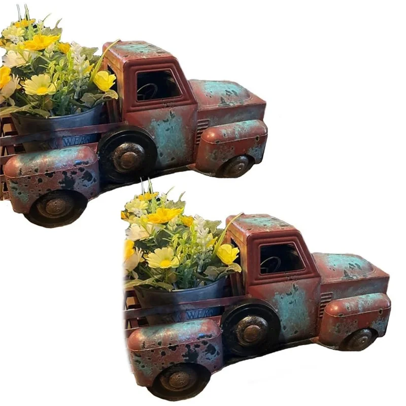 

ABFS Retro Scrapped Truck Flower Pots Flowers And Plants Succulent Potted Resin Crafts Ornaments