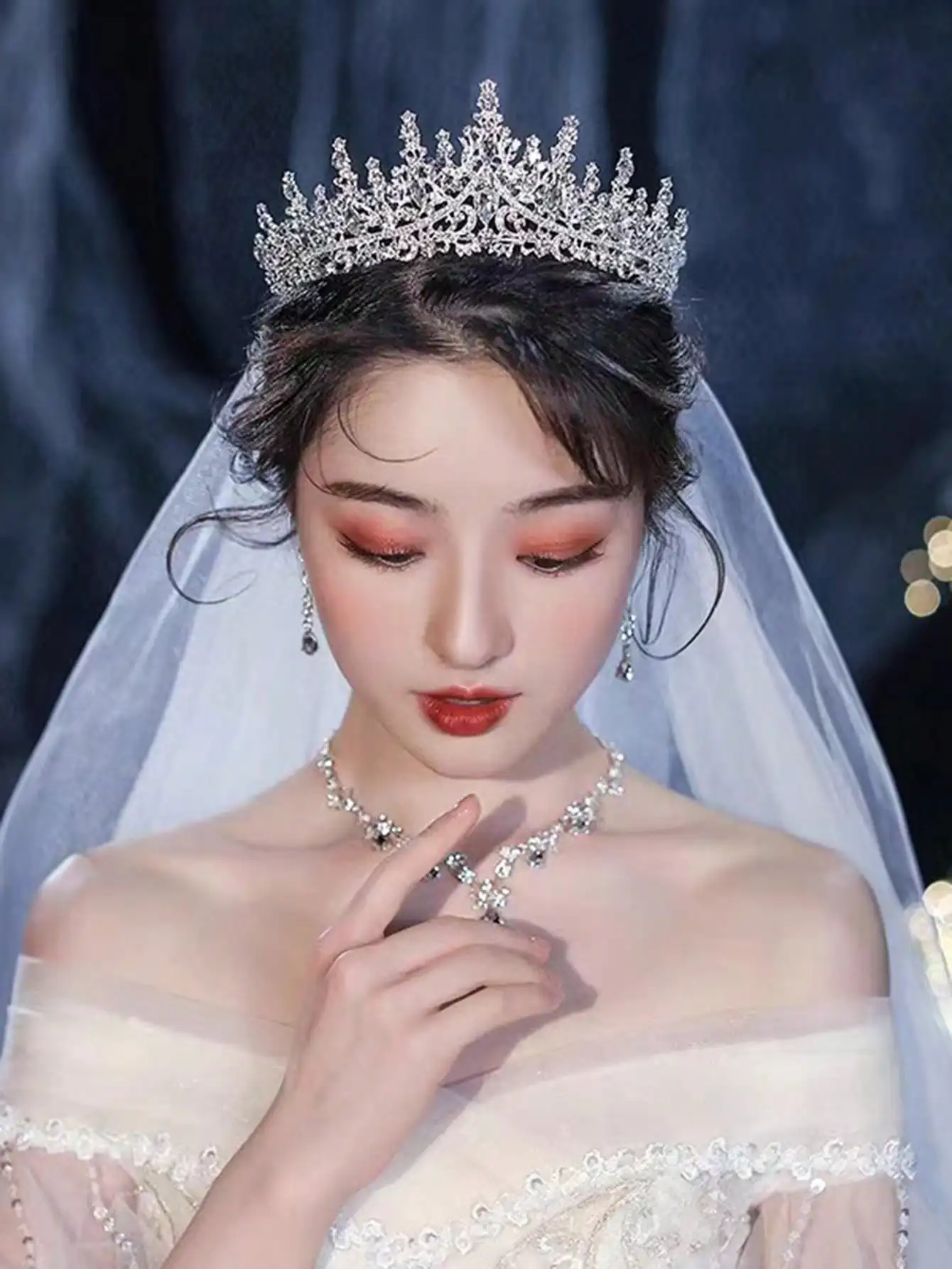 European Baroque Style Heavy-Duty Full Diamond Crown Bridal Wedding Crown, Dinner Birthday Runway Show Diamond-Encrusted Hair Cr
