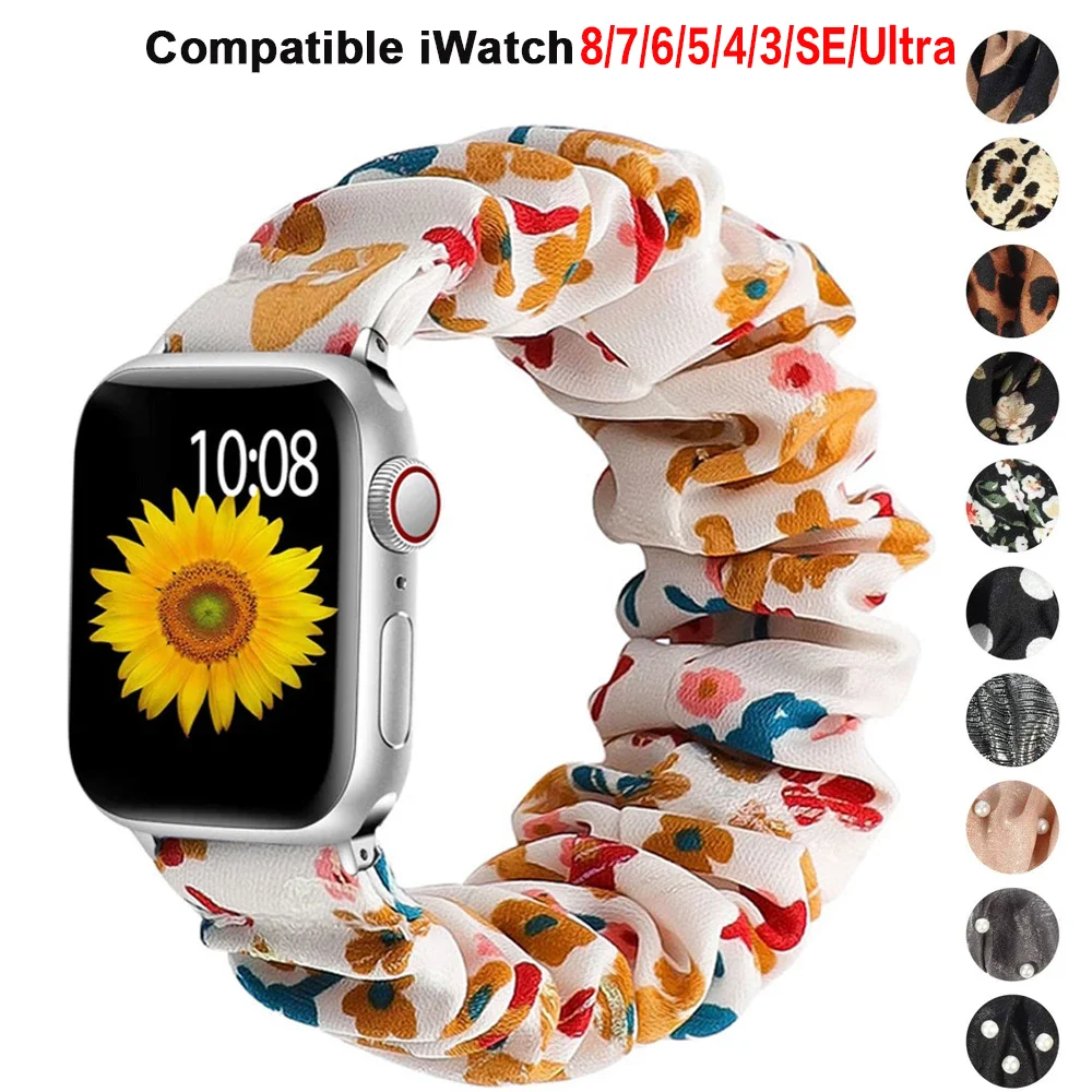 Scrunchie pulseira para apple watch band 44mm 40mm 42mm 38mm ultra 2 49mm náilon solo loop pulseira iwatch 5 4 3 se 6 7 8 9 45mm 41mm