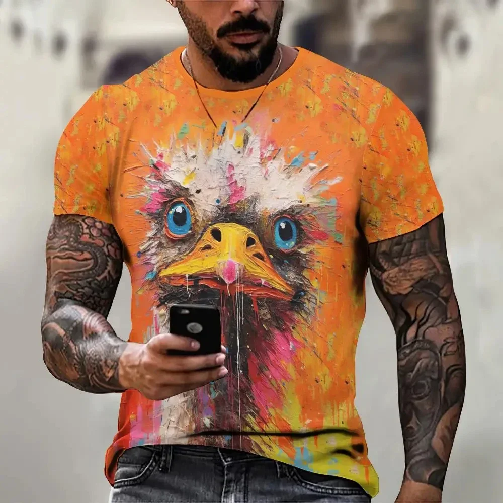 

Футболка мужская оверсайз с коротким рукавом, Повседневная модная рубашка с 3D рисунком животного, модная уличная одежда, летняя одежда