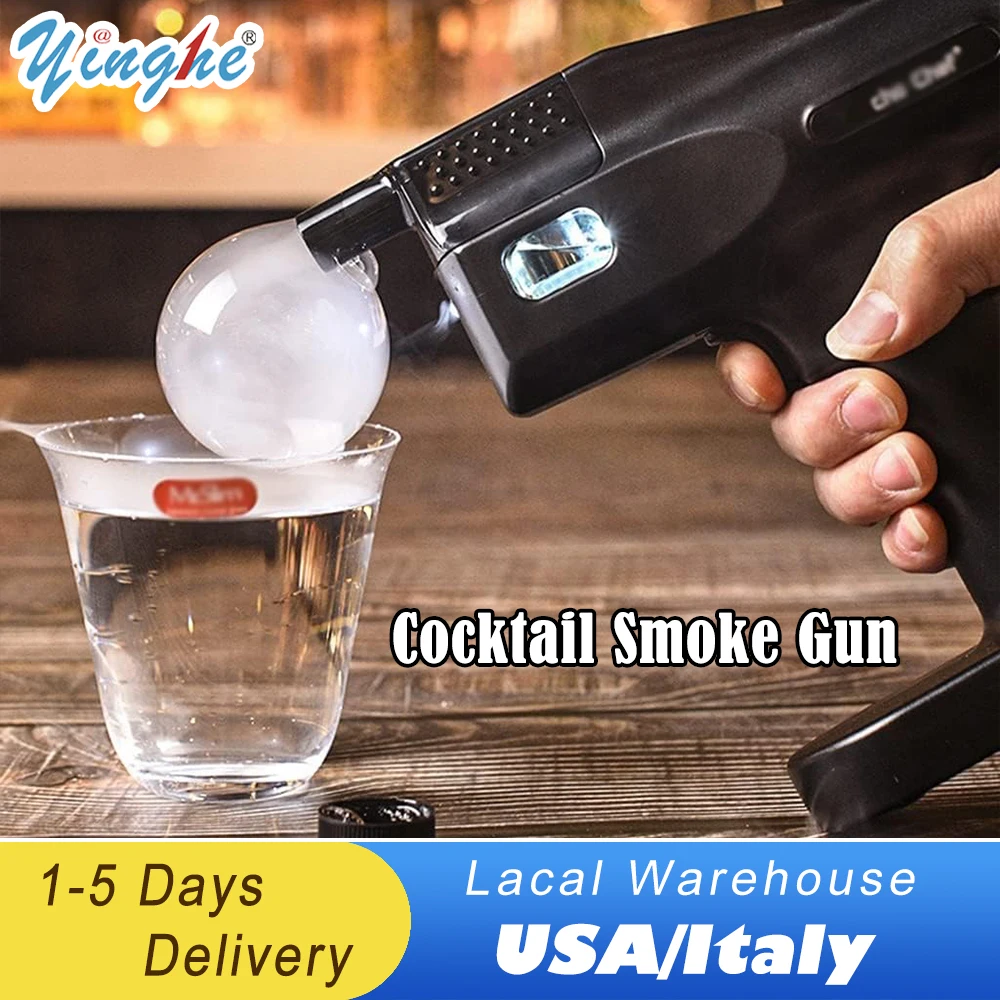 Cocktail Bubble Smoke Gun, Cold Smoke Generator Tool,with 5-Flavour Aroma Oil and Edible Bubble，for Meat, Drinks, Cocktail