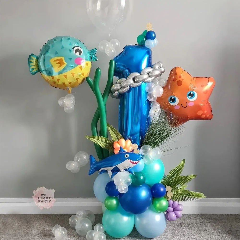 Under the sea Birthday Decoration Sea Animal Balloon Shell Starfish Fish Sea Horse Octopus Shark Balloon Ocean World Party Ball