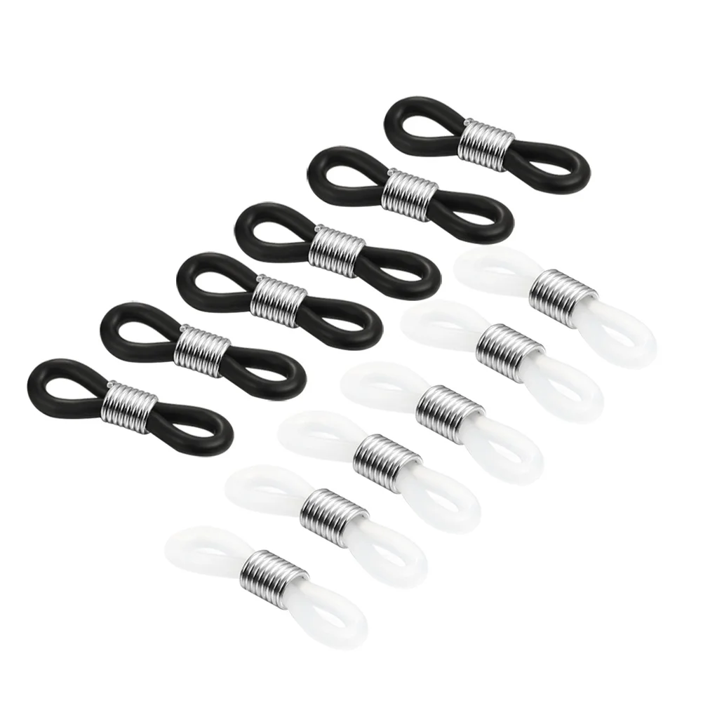 12pcs Glasses Chain Rubber Ring Non DIY Connector Strap Eyelets Rope Accessories(6 White,6 Black) Eyeglasses Chain