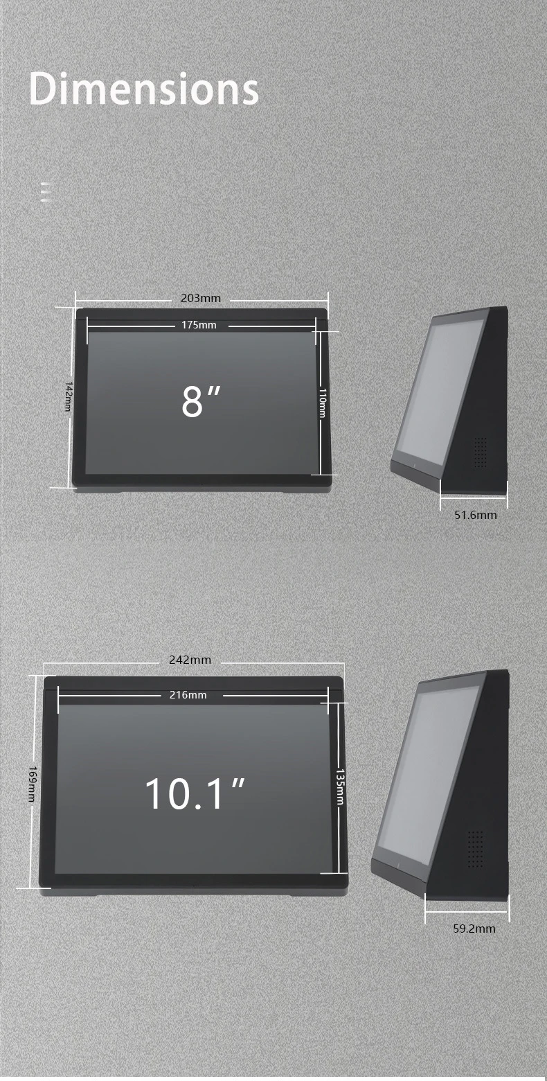 10.1 Inch Desktop Android Tablet Touch Screen POS Advertising Display Customer F