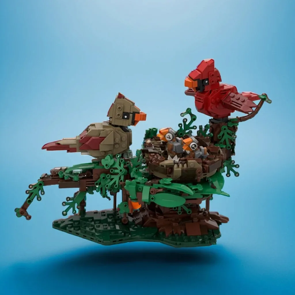 

991pcs MOC Northern Cardinals with Nest Building Blocks Logical thinking up Christmas toy Gift Space imagination up