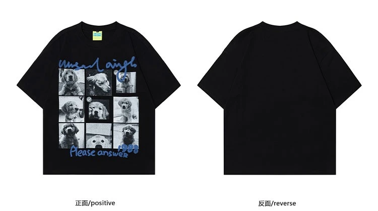 

Motorcycle Retro National Trend Dog Print T-Shirt for Men and Women High Quality Pure Cotton Comfortable Casual Summer