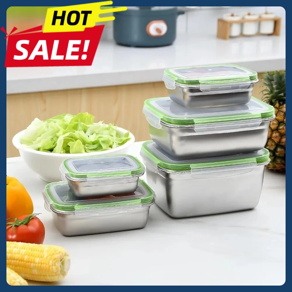 

Ланч-бокс из нержавеющей стали, герметичный, портативный контейнер для хранения еды, бытовой контейнер для закусок, контейнер для еды в холодильник