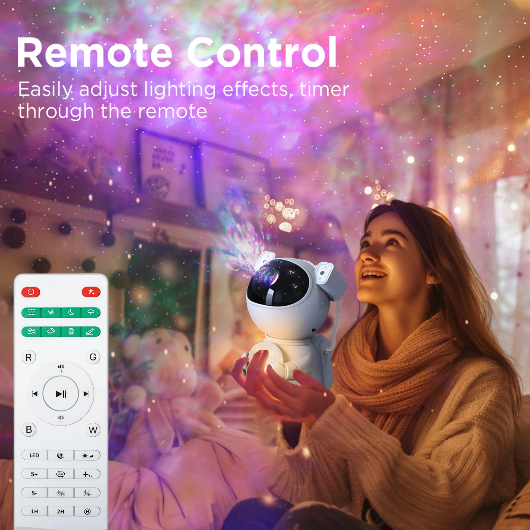 Astronaut Galaxy Projector, Star Projector with Timer and Remote, Galaxy Projector with Moon Lamp, LED Nebula Night Light for Ki