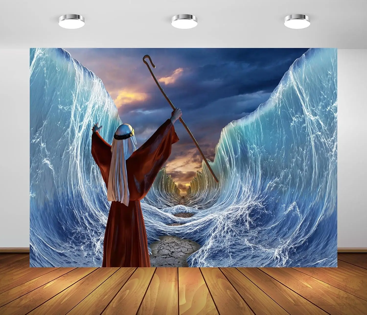 Moses Parting The Red Sea Jewish Passover Jews Pesach Holy Day Church Religion photo background photography backdrop studio