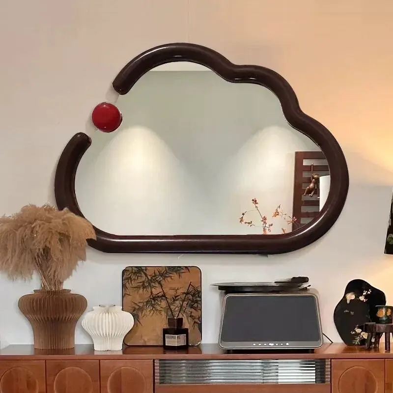 Cloud Funky Mirror Decoration Dressing Table Nordic Makeup Aesthetic Bedroom Mirror Irregular Small Espelhos Home Decorations
