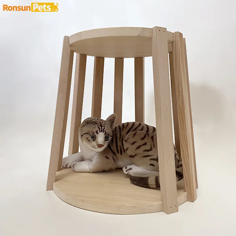 Pet bedside table cat nest integrated human pet shared bedside nest solid wood simple wooden bedside table nest