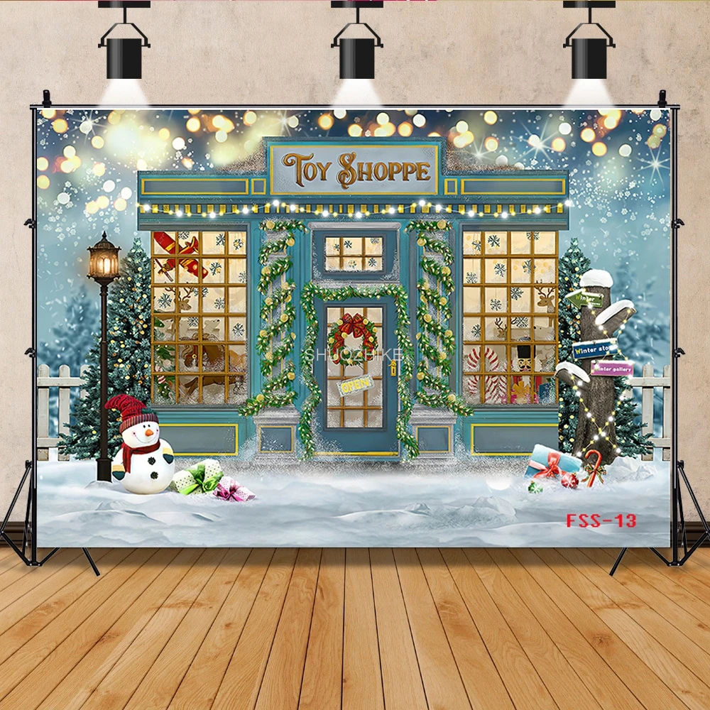 SHUOZHIKE  Christmas Day Photography Backdrops Snowman and Pine Trees Forest Garland Photo Studio Background  FSS-01