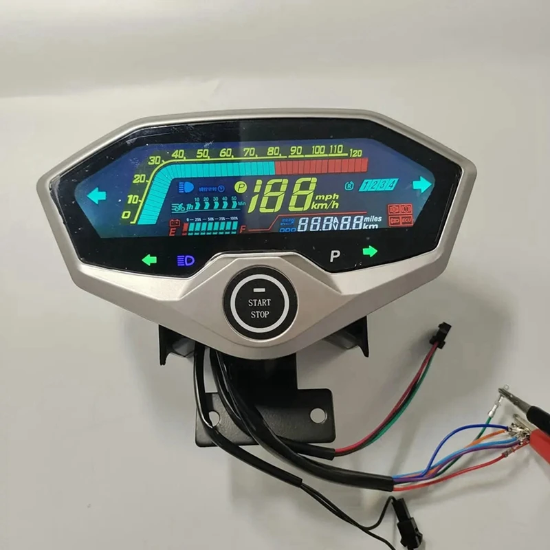 Electric Motorbike Dashboard Scooter Display Tricycle Speedometer 72V General Instrument With One Key Control Button