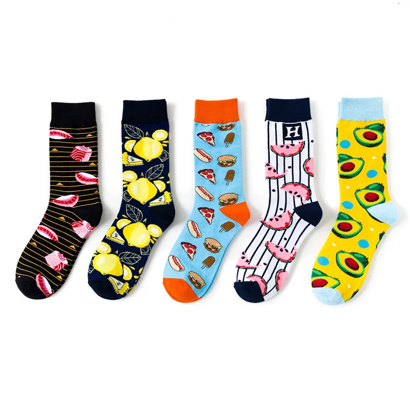 5 Pairs Women & Men Funny Socks With Print Novelty Crazy Crew Dress Socks Colorful Cute Cartoon Animal Fashion Warm Socks