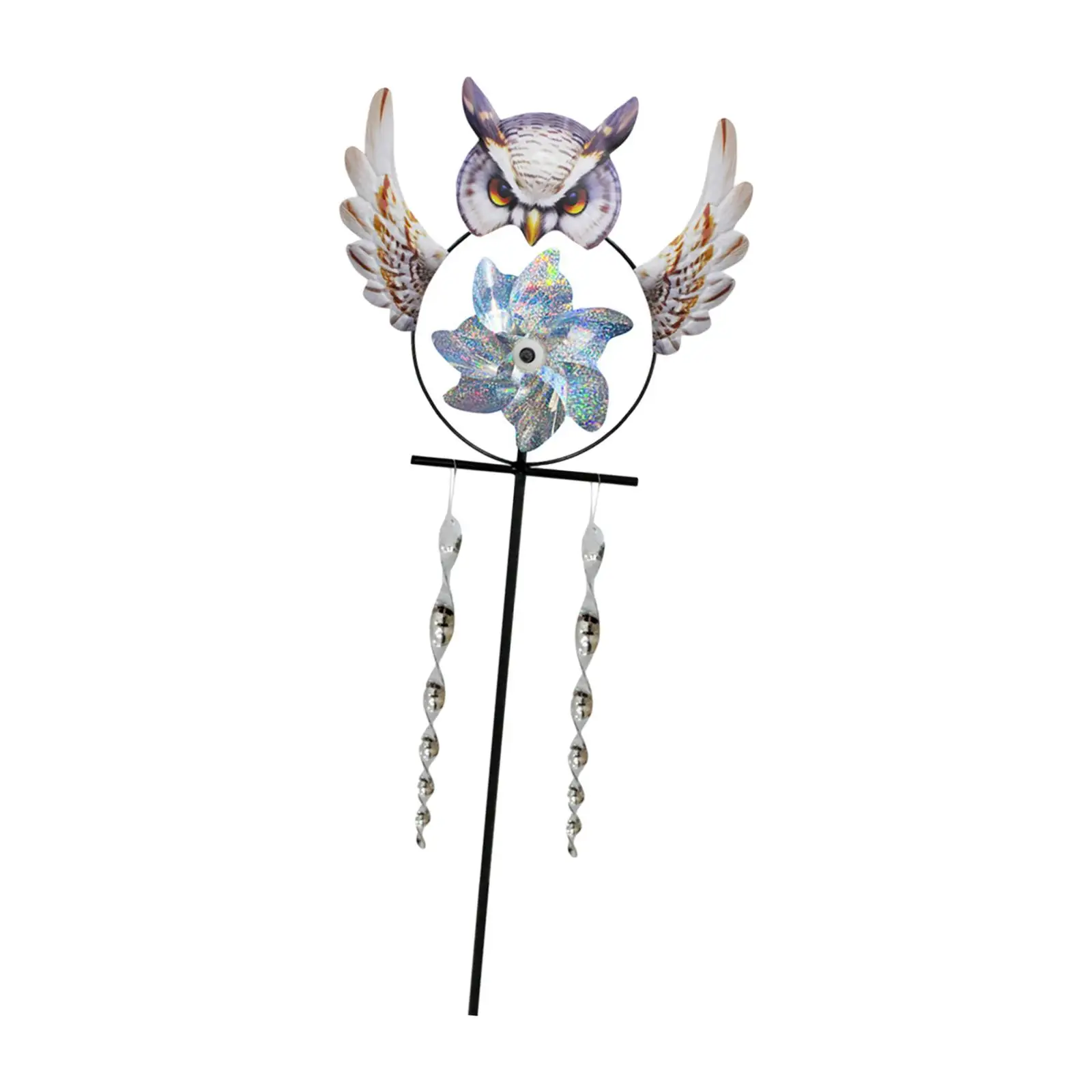 Garden Owl Figurine Windmill with Stake Wind Chime for Orchard Multipurpose