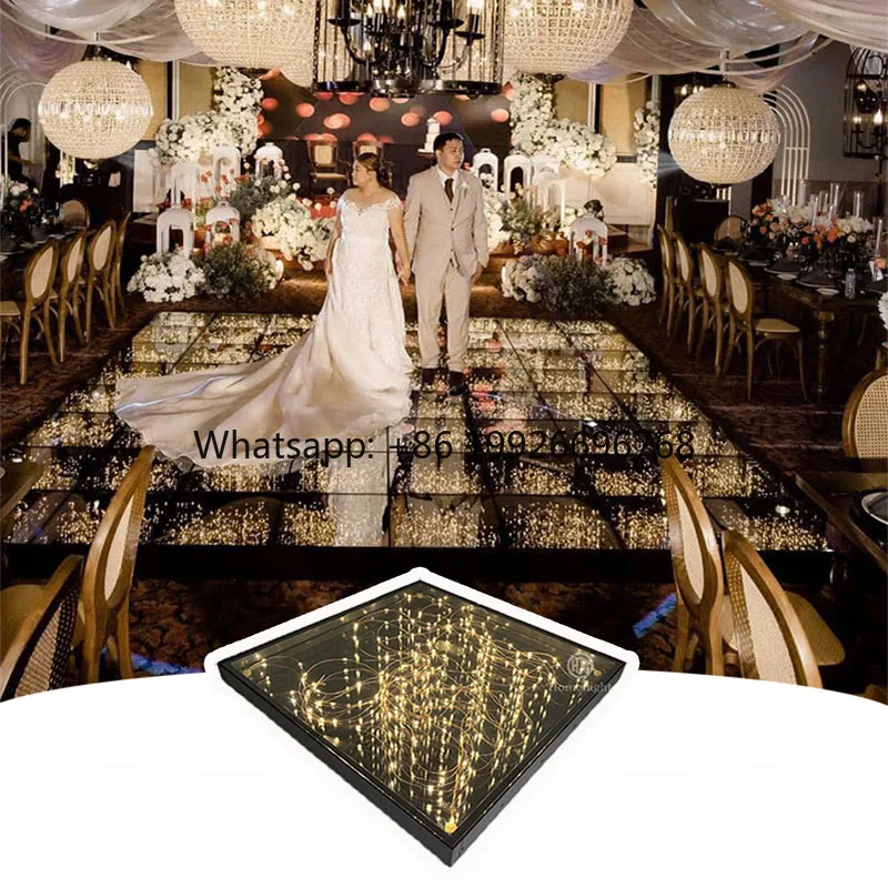 High Quality  New Grass 3 D Infinity Golden Starding LED Panel Dance Floor Magnetic Pista De Baile for Sale Personalized Wedding