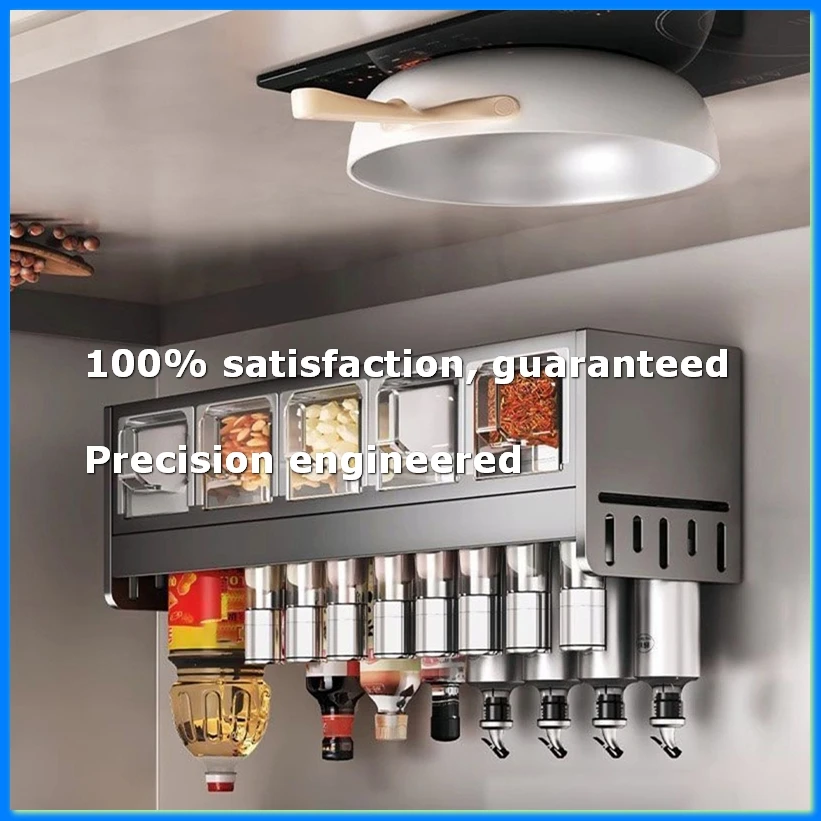 ●Wall-Mounted Stainless Steel Spice Rack - Multi-Functional Storage for Kitchen Spices, Jars, and Organizers-ABFB
