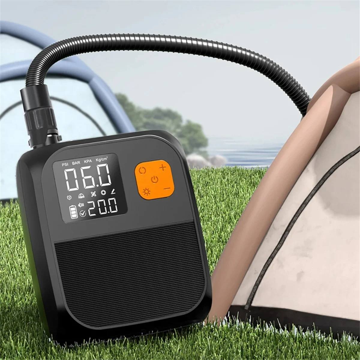 Bomba de aire eléctrica de 80W, inflador de aire con batería recargable de 8000mAh, para tabla de Paddle, surf, barco, Kayak