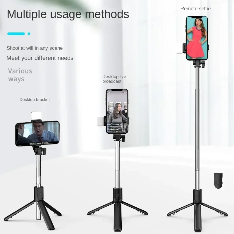 Custom 3 in 1 R1 R1S Rotating Selfie Stick Mobile Tripod Stand 360 Rotation Smart With Led Fill Light Remote Control For Phone