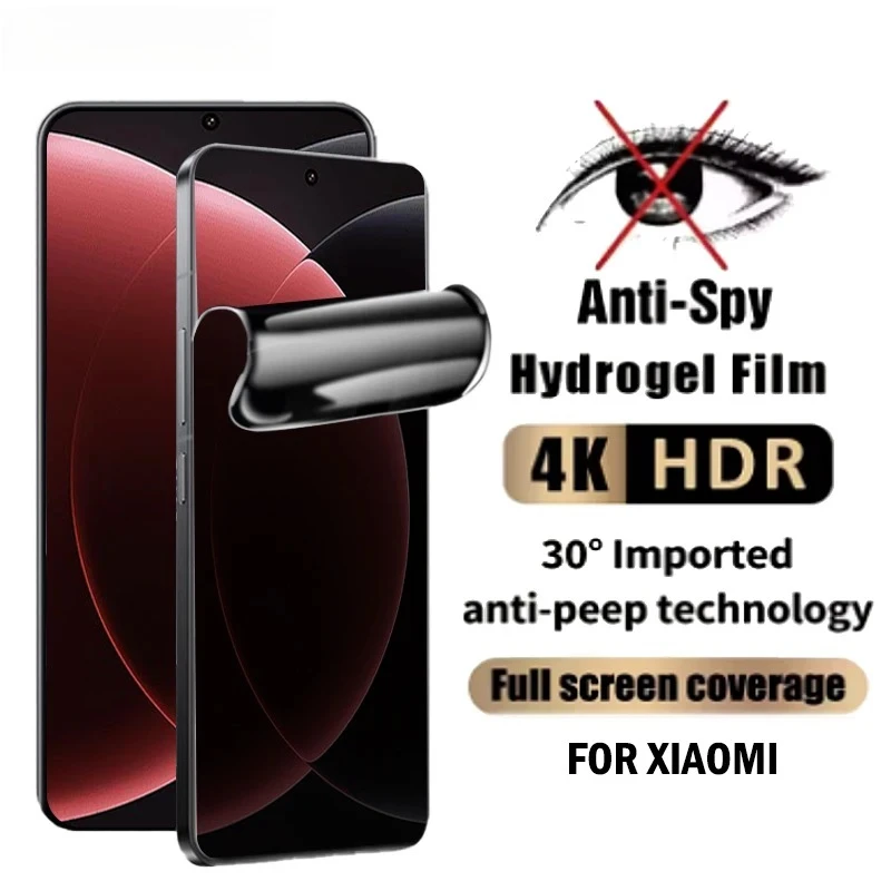 

Full Curved Anti Spy Hydrogel Film for Xiaomi 15 14 13 12S Ultra Privacy Screen Protector for Mi 15 14 13 12 Pro 12X Not Glass