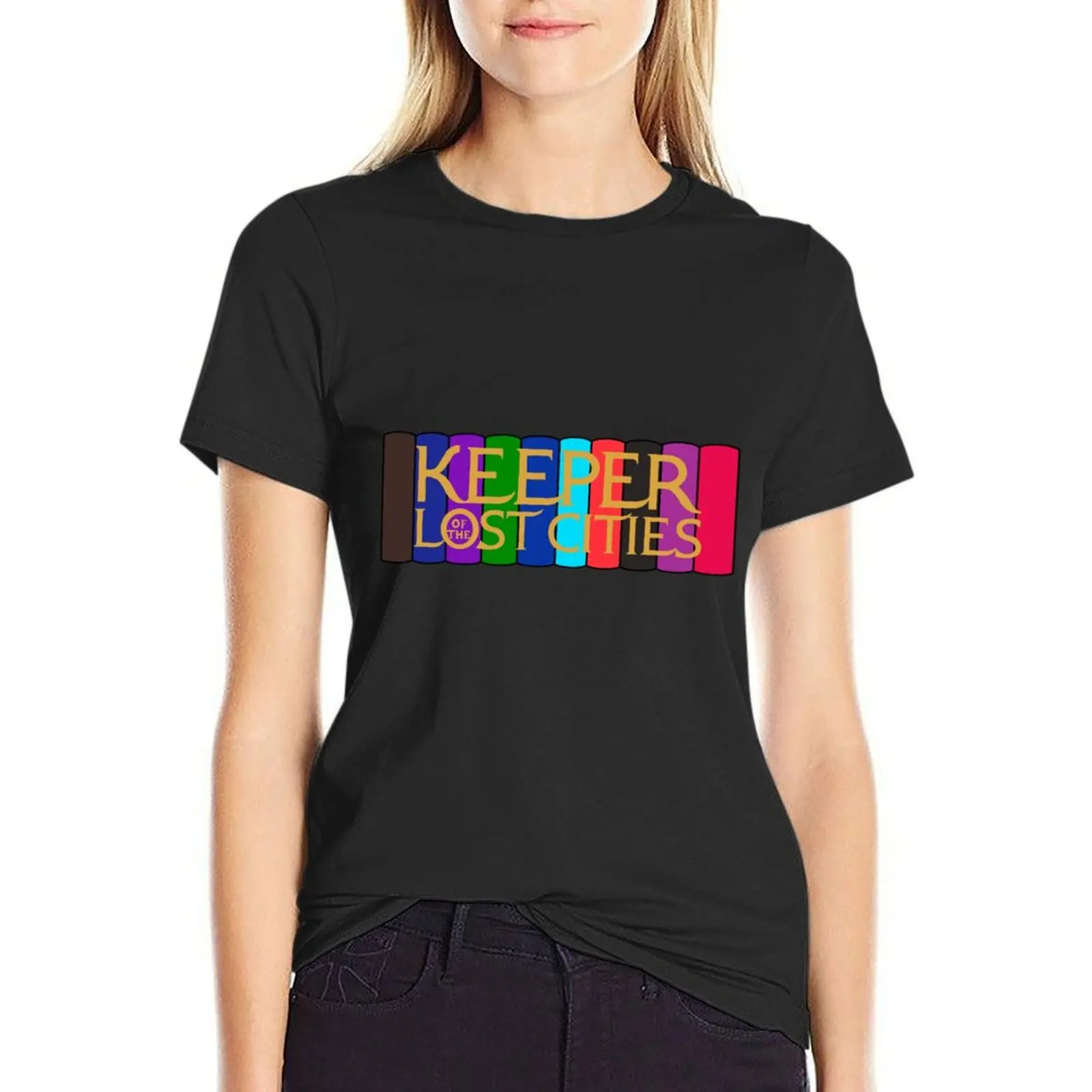 Keeper of the Lost Cities Bookstack T-Shirt Blouse summer tops rock and roll t shirts for Women