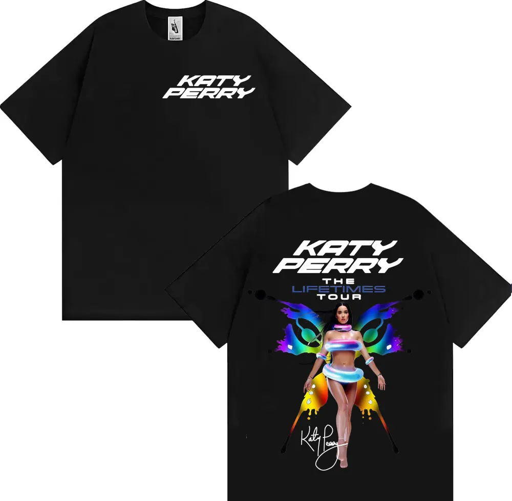 

Singer Katy Perry The Lifetime Europe Tour 2025 T Shirt Men Women Fashion Aesthetics T-shirts Hip Hop Casual 100% Cotton T-shirt