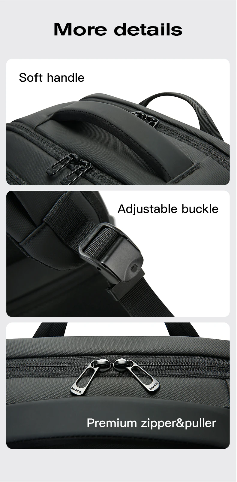 BANGE Neu eingetroffen: Großer, leichter, wasserdichter Business-Laptop-Rucksack (15,6 Zoll) für Herren und Teenager, geeignet für die Schule. – Detail 13