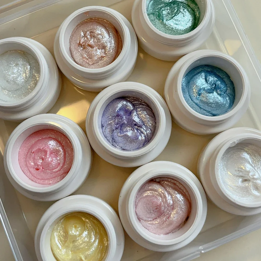 9 ألوان مسمار الفن أورورا الجنية مسحوق كريم الربيع الصيف لتصميم مانيكير المهنية زينة الصباغ مسمار الملمس هلام