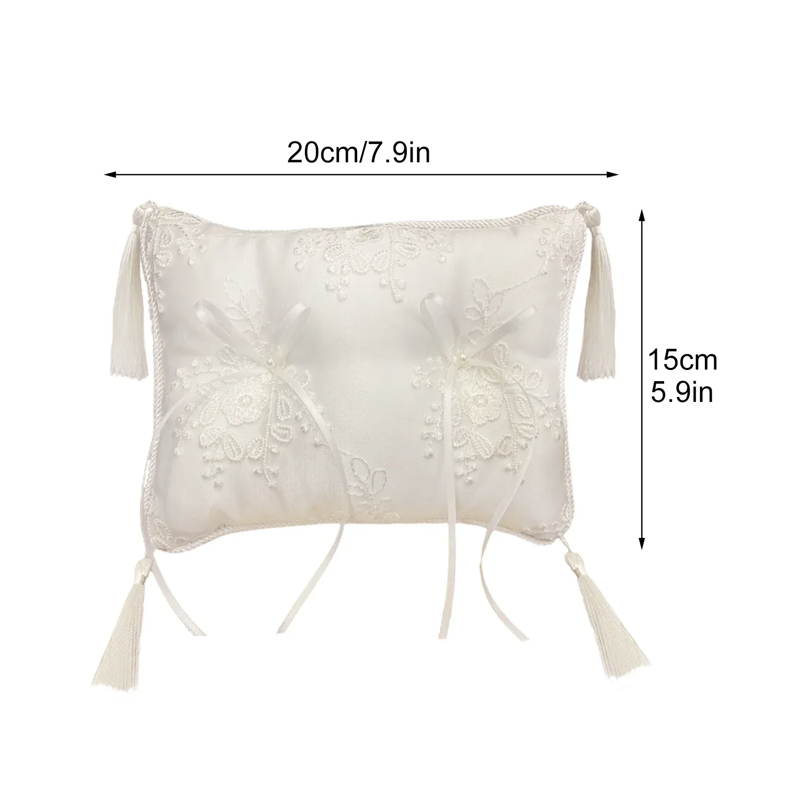 Ring Cushion Satin Filled Silk Cotton Rings Pallet Double Heart Fringe Pillow Romantic European For Wedding Party Ceremony