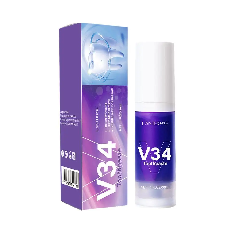 Dentifrice violet pour le blanchiment des dents, essence, livres oraux, soin de blanchiment jaune, sérum dentaire, couleur K9Z8