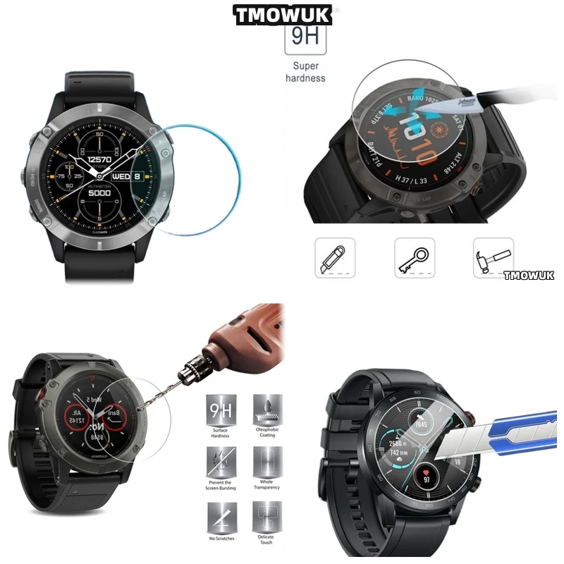 

For Garmin Fenix 6 6S 6X Pro Silver, High Clarity Scratch-Resistant Watch Face Guard