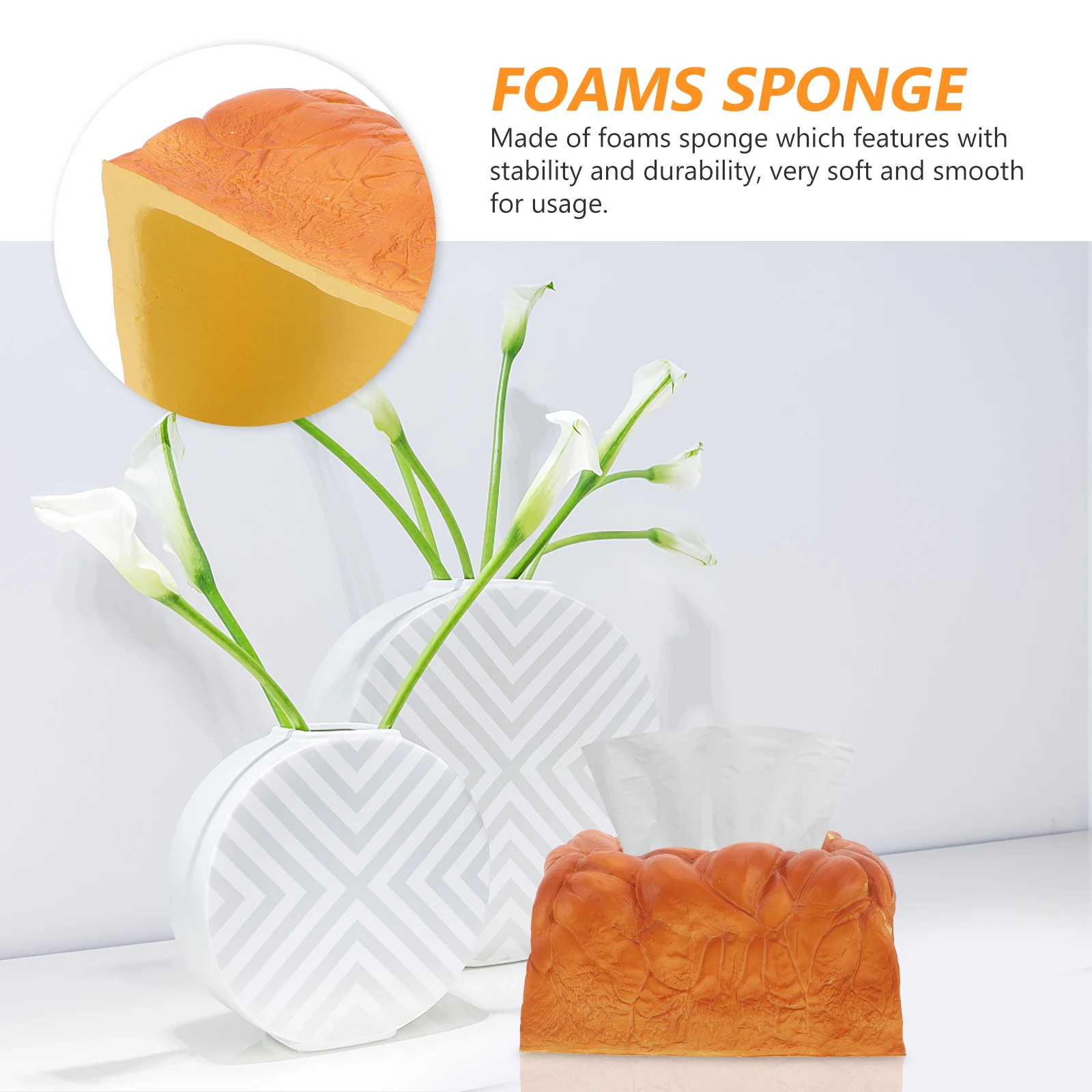 

Foam Sponge Box Loaf Tissue Container Bread Style Living Room Office Car Household Storage Holder Dispenser Cover