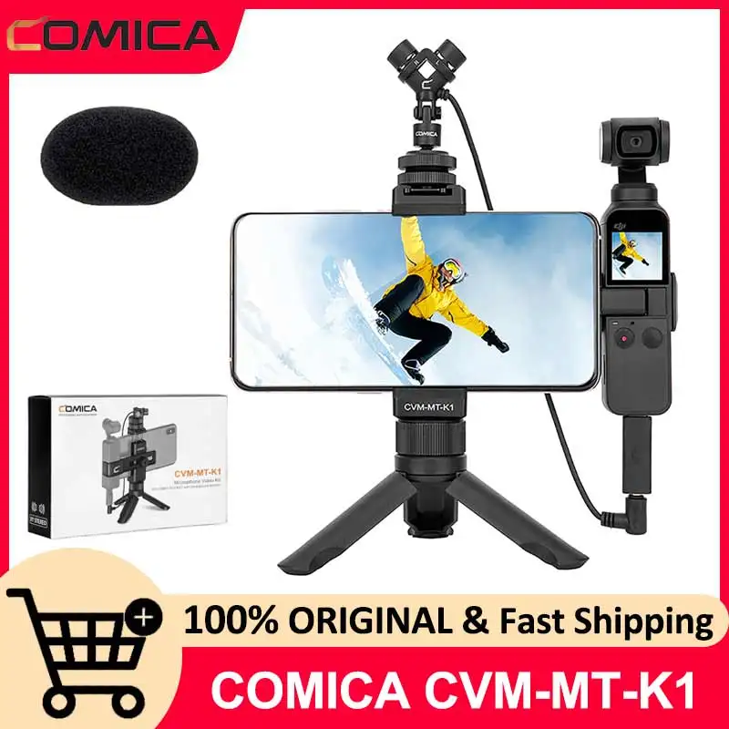 COMICA CVM-MT-K1 Mini Dual-Mic Smartphone Video Kit XY Cardioid For Osmo Pocket 180 Degree Adjustable Metal Housing Microphone