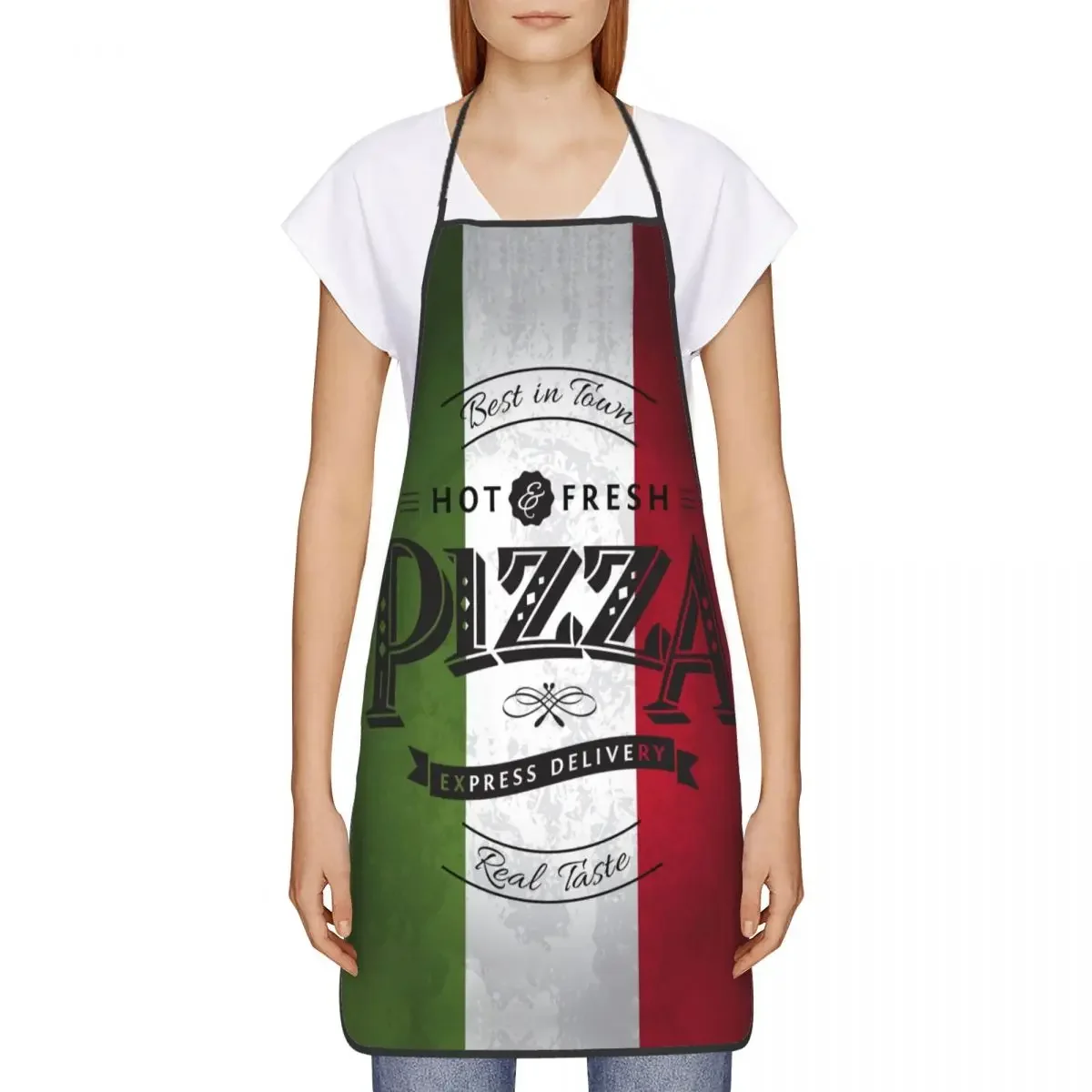 Retro Italian Flag Pizza Aprons Men Women Italy Pride Adult Unisex Kitchen Chef Bib Tablier Cuisine Cooking Baking Gardening