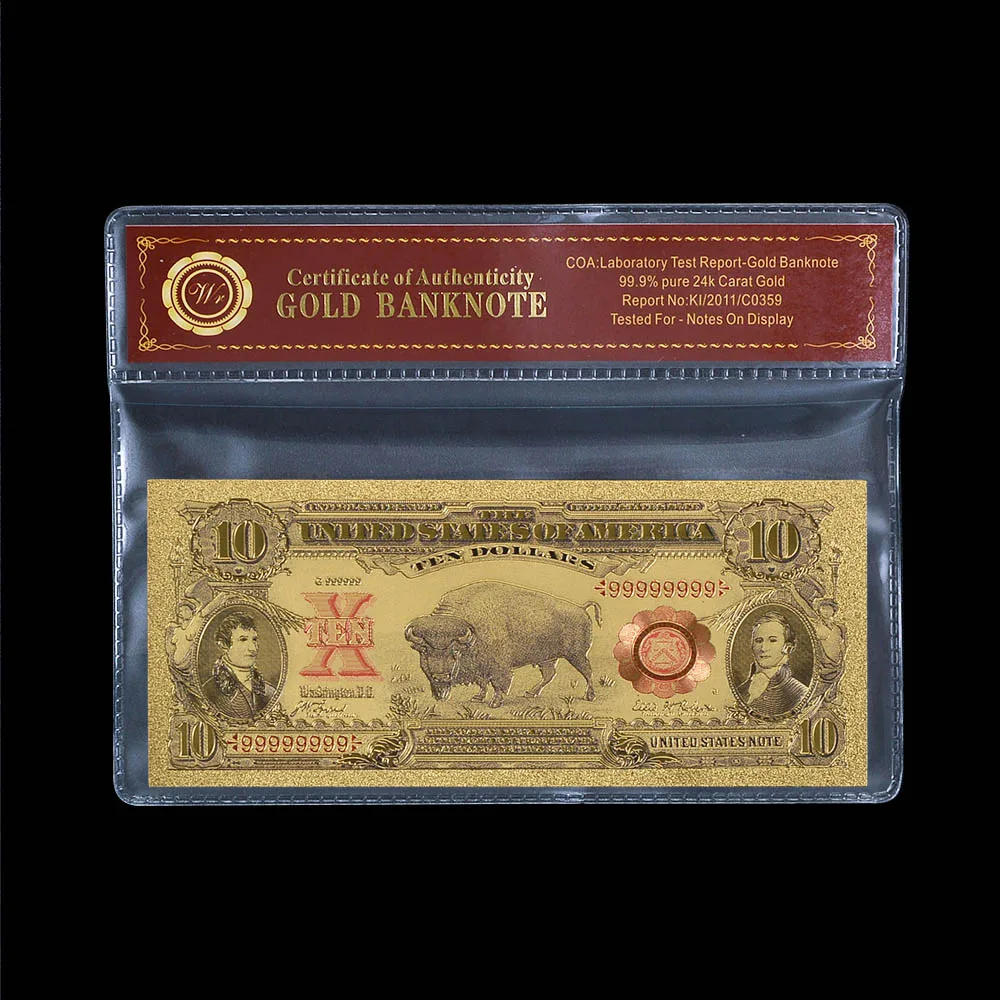 USA Dollars Fake Money Gold Color Foil Banknote with Frame America Dollor USD Colorful Banknote Prop Money Business Gifts