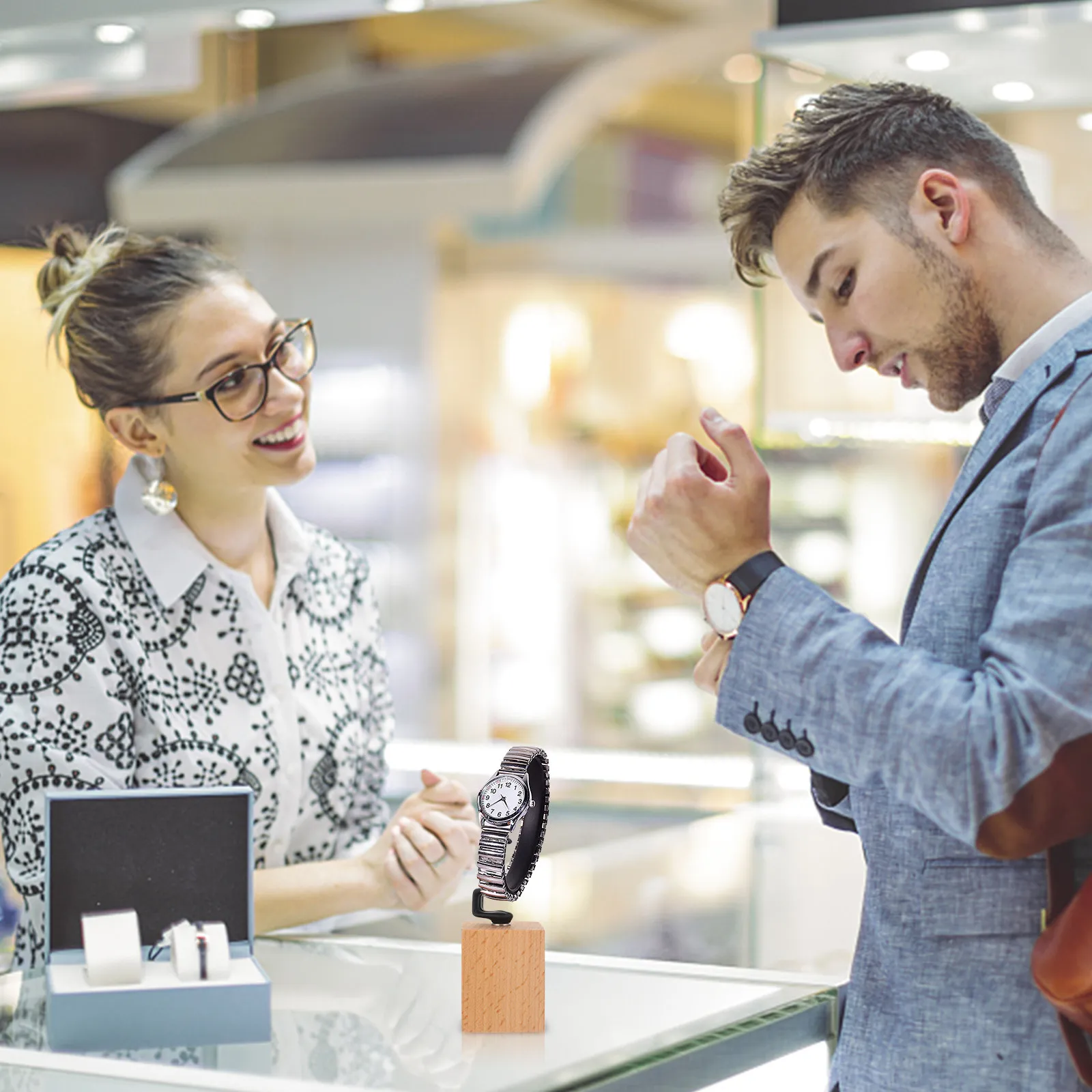 

Подставка для часов из массива бука, 1 шт., экологичная, для хранения ювелирных изделий, браслетов, украшений для рук