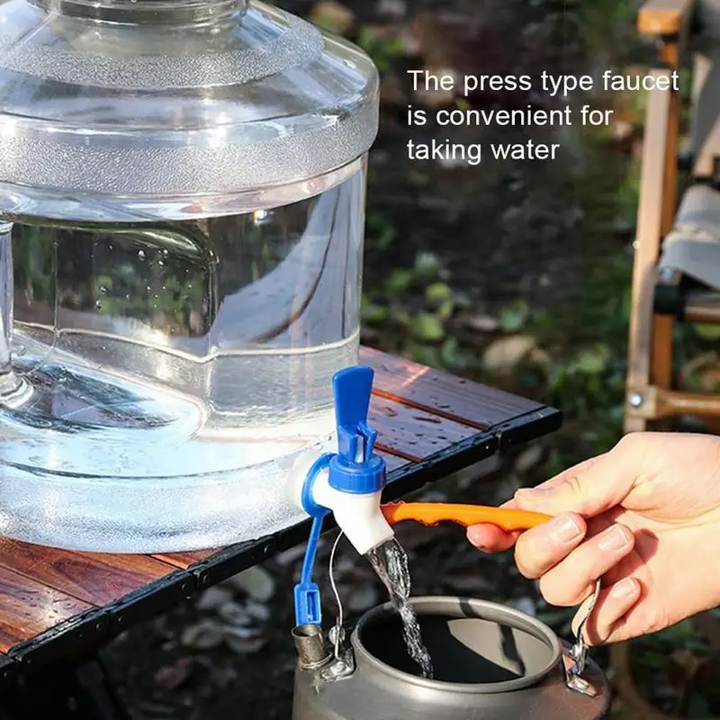 Tanque de agua portátil con caño, tanque de agua seguro para alimentos con tapa de tornillo, grifo adecuado para acampar con asa, 7,5 L