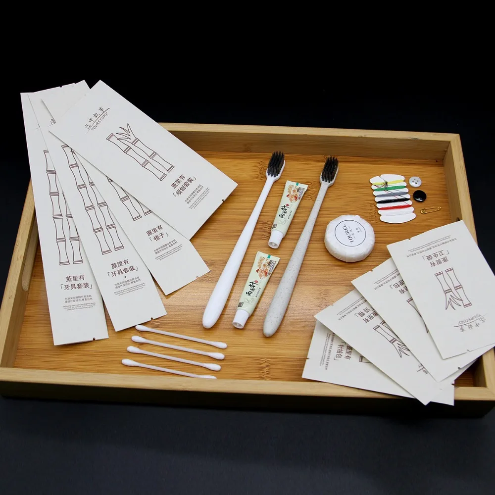 Five-star Hotel Disposable Toothbrush Sugarcane Paper Bag Set Guest  Dental Single Random Color 1PC