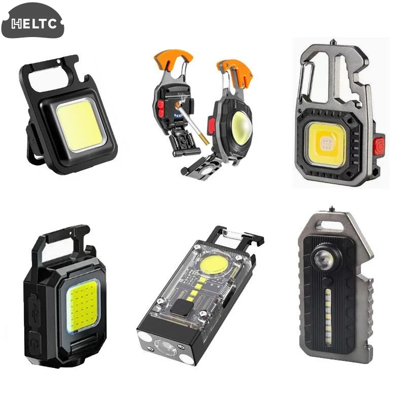 1PCS Multifunction Keychain Lighting 7 Modes COB Flashlight Portable Rechargeable Emergency Camping Outdoor Hiking Work Lamps