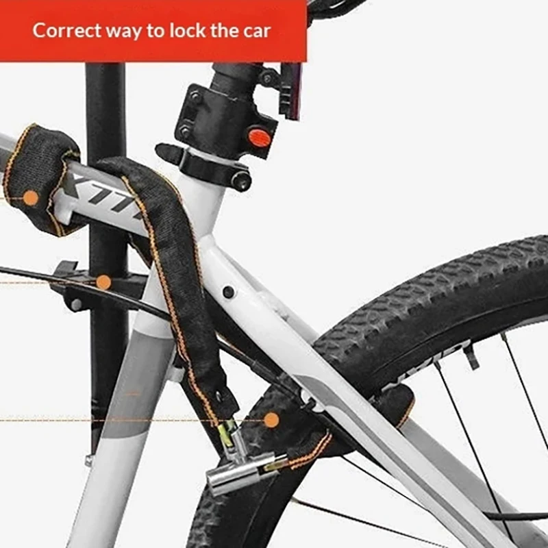 New-Bike Chain Lock Bicycle Heavy Duty Safety Lock 65CM Metal Anti-theft Mountain Bike Road Motorcycle Scooter Padlock With Key - view 4