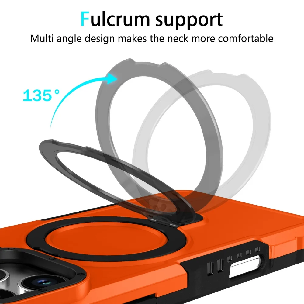 Luksusowe etui z pancerzowym wykończeniem i magnetycznym uchwytem MagSafe do iPhone'a 17 Pro Max 17 Air z pierścieniem, odporne na wstrząsy.