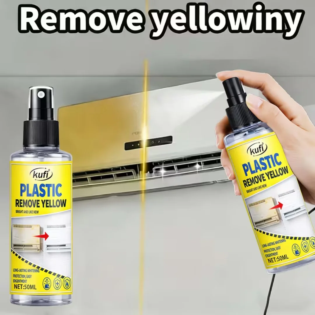 Plastic Yellowing Remover Spray - Fast-Acting Brightening Solution, Restores Faded Plastic on AC Units, Appliances & Auto Trim