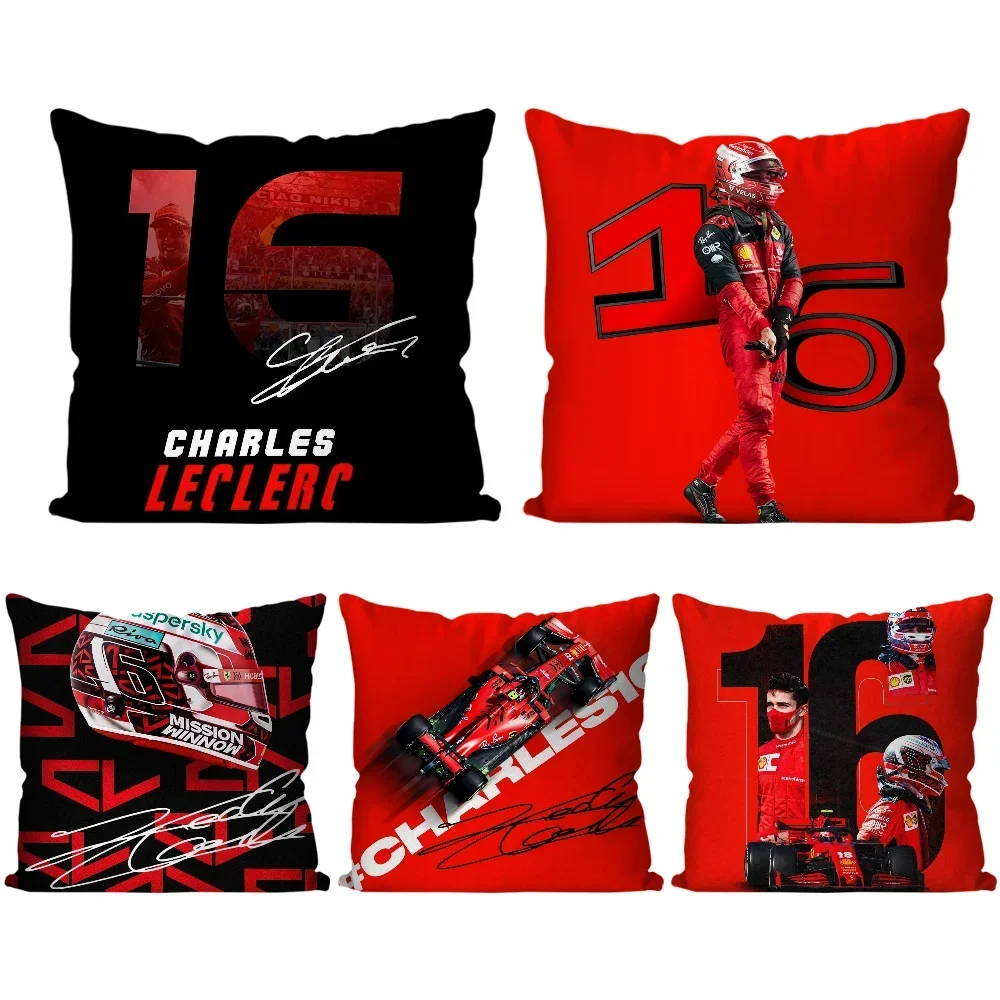 C-Charles L-Leclerc F1 16 Pillow Case Square Pillow Bedroom Sofa Leisure Comfort Cushion Car Living Room Home Decoration 40X40