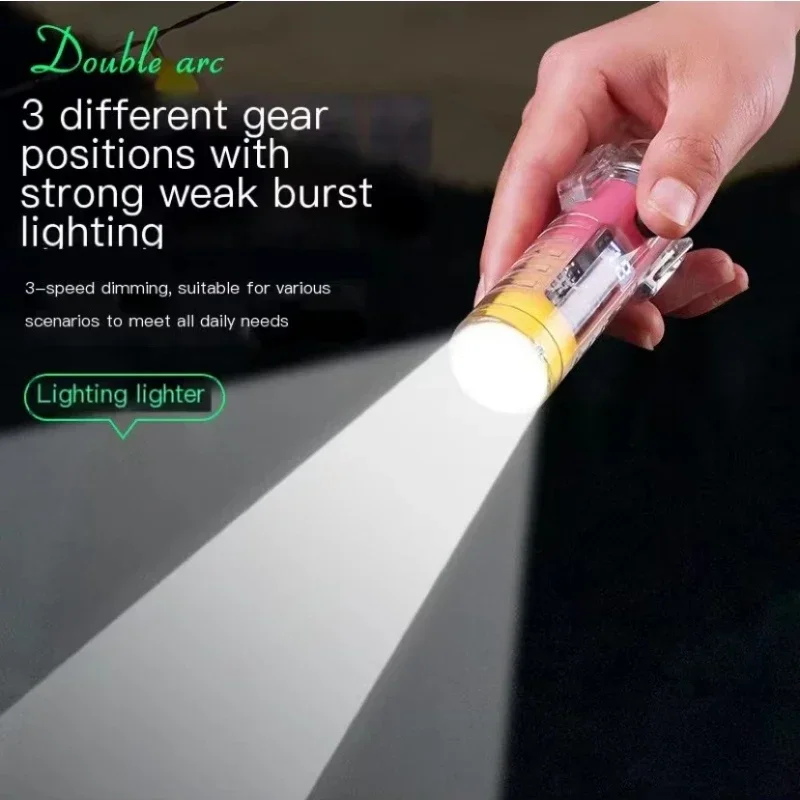 Transparent Shell Dual Arc USB Lighter Outdoor Waterproof LED Colorful Light Power Display Illumination Electric Lighters Smoke