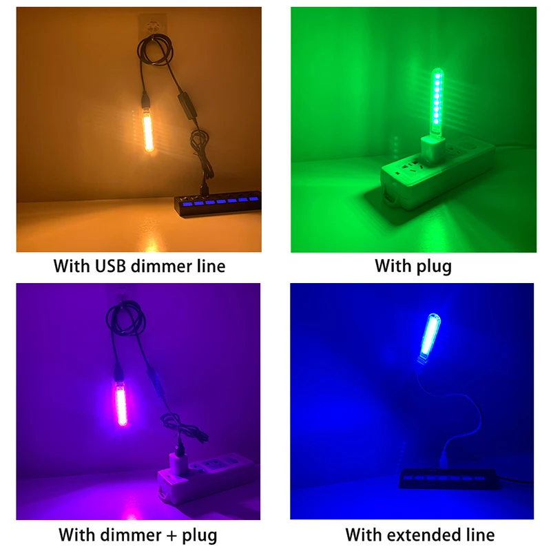 DC5V 8leds lampka nocna USB z 8 koraliki do lampy czerwony żółty biały niebieski zielony fioletowy 4W ochrona oczu mała lampa biurkowa do sypialni