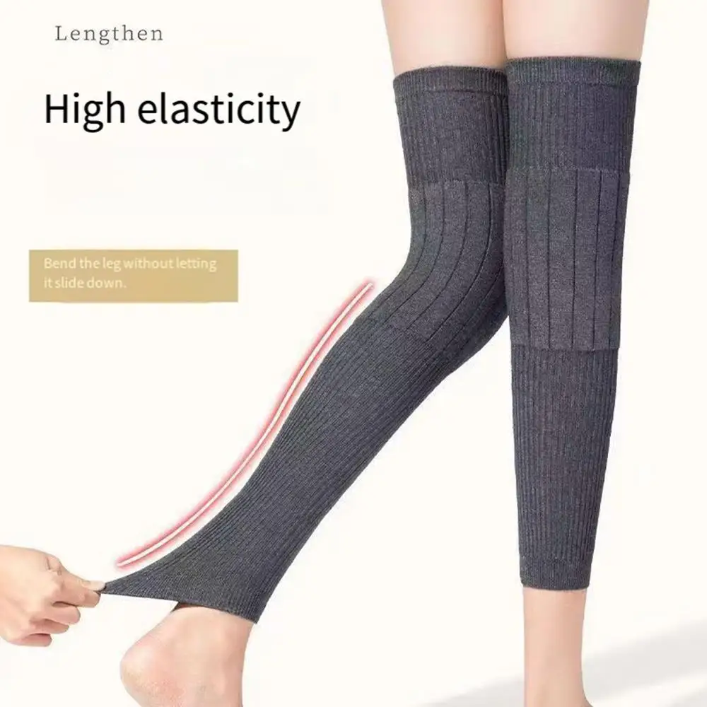 Rodilleras gruesas de piel de conejo, rodilleras cálidas de lana de Cachemira para invierno, rodilleras a prueba de viento, protector de piernas a prueba de frío, rodillera para artritis