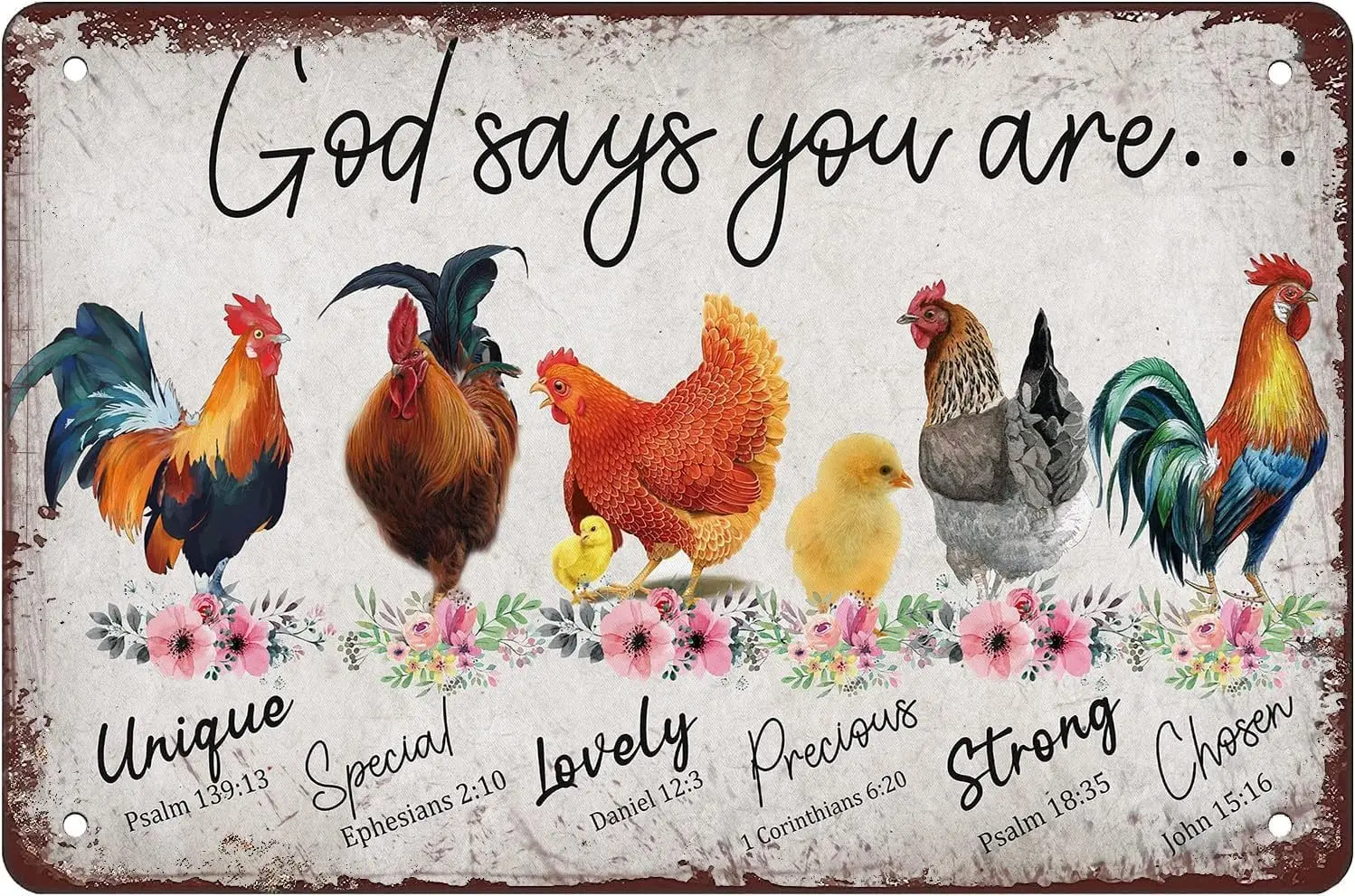 God Says You Are Vintage Metal Tin Sign Chicken Sign Chicken Accessories Metal Sign Funny Chicken Decor Farmhouse Wall Decor Ret