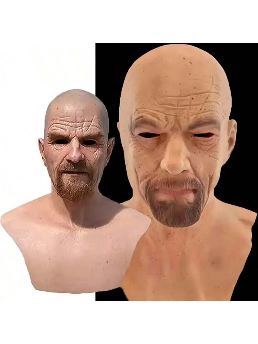 Halloween realista velho máscaras de látex homem careca máscara de látex supersoft horror rugas rosto chapelaria cosplay traje máscara