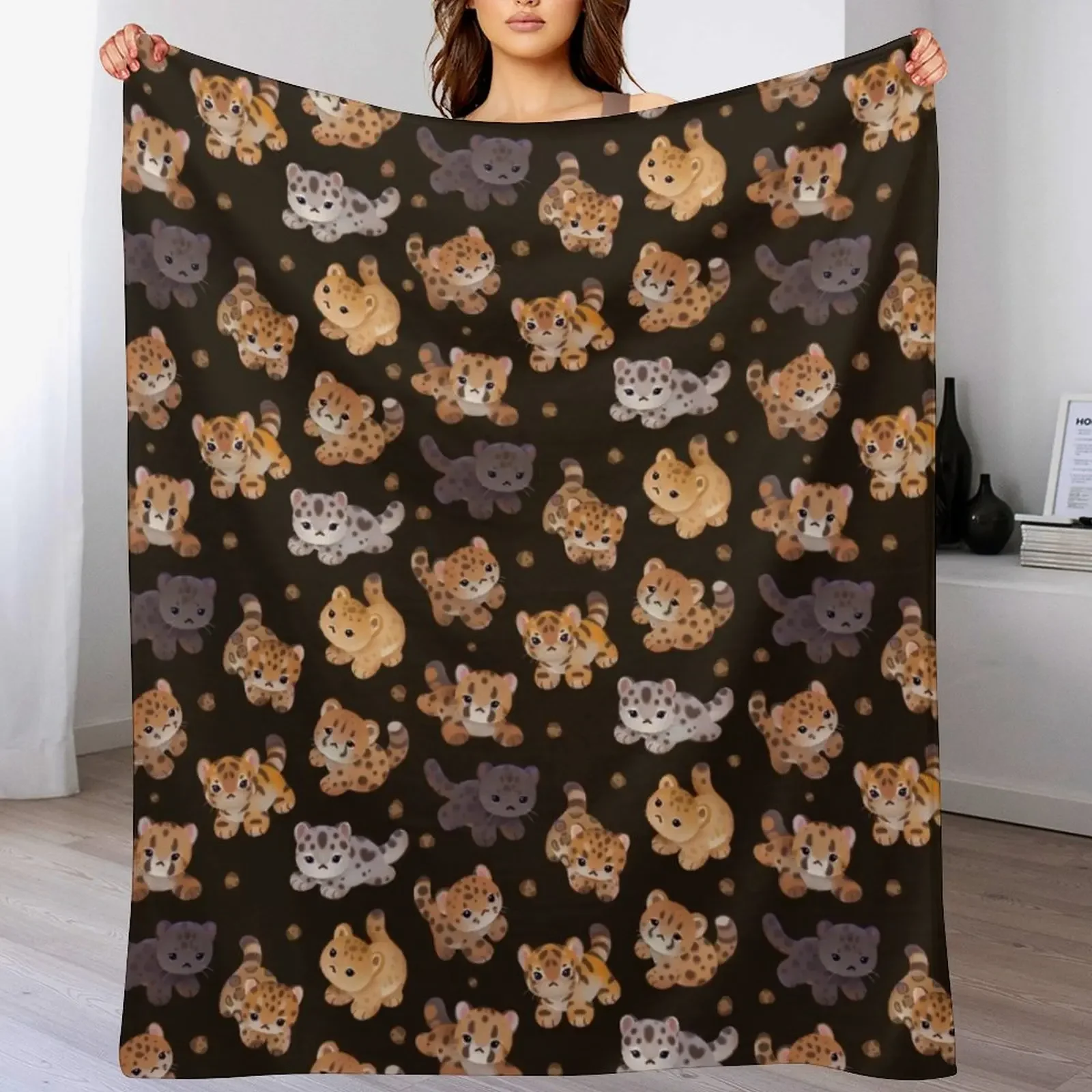 The year of big cat cubs - dark Throw Blanket Stylish Warm Blanket for Living Room Bedroom