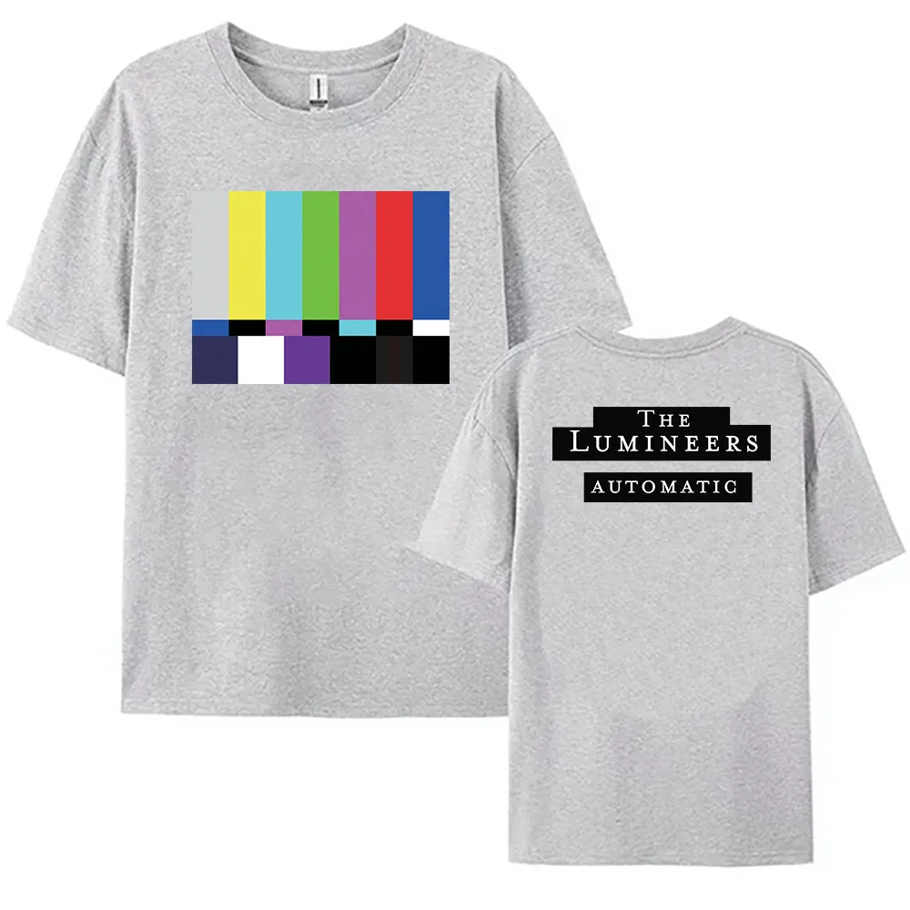 เสื้อยืดอัลบั้มอัตโนมัติ The Lumineers วงดนตรีร็อค เสื้อยืดแขนสั้นผ้าฝ้ายแฟชั่น เสื้อยืดลำลองทรงหลวมสำหรับผู้หญิงและผู้ชาย เสื้อพิมพ์ลาย